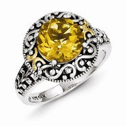 Sterling Silver w/14k Yellow Gold Citrine Ring