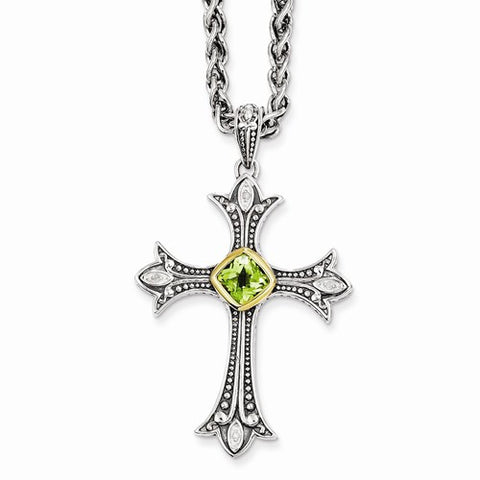 14K Yellow Gold Diamond & Peridot Necklace
