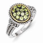 Sterling Silver w/14k Yellow Gold Peridot Ring