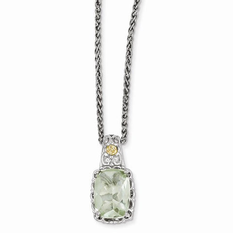 14K Yellow Gold Green Quartz Necklace