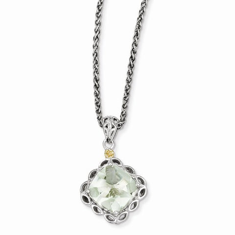 14K Yellow Gold Green Quartz Necklace