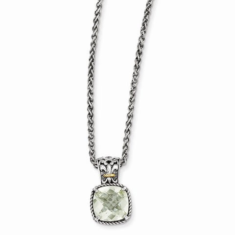 14K Yellow Gold Green Quartz Necklace