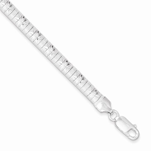 Sterling Silver Diamond-Cut Polished & Textured Fancy Cubetto Bracelet