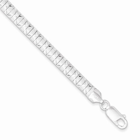 Sterling Silver Diamond-Cut Polished & Textured Fancy Cubetto Bracelet