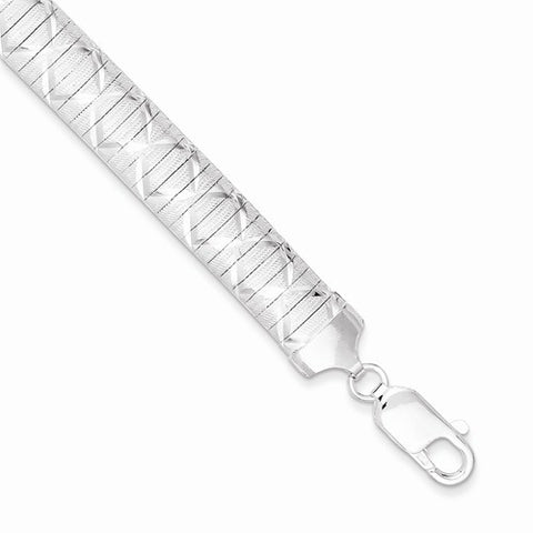Sterling Silver Diamond-Cut Polished & Textured Fancy Cubetto Bracelet