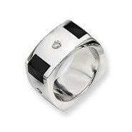 Sterling Silver Onyx & Diamond Men's Ring