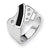 Sterling Silver Onyx & Diamond Men's Ring