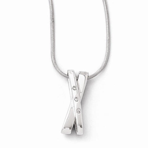 Sterling Silver Diamond Croover Necklace