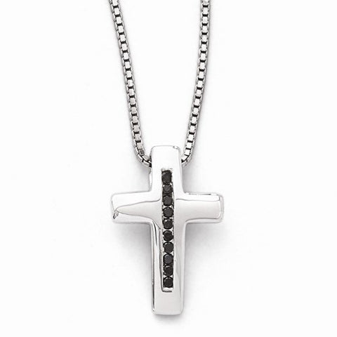 Sterling Silver Black Diamond Cro Necklace
