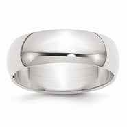 Sterling Silver 7mm Half-Round Wedding Band