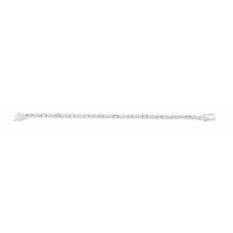 Sterling Silver Blue Topaz & Cz Bracelet