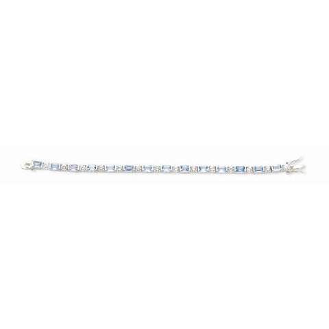 Sterling Silver Blue Topaz & Cz Bracelet