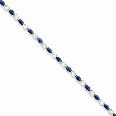 Sterling Silver Blue and Clear Cz Bracelet