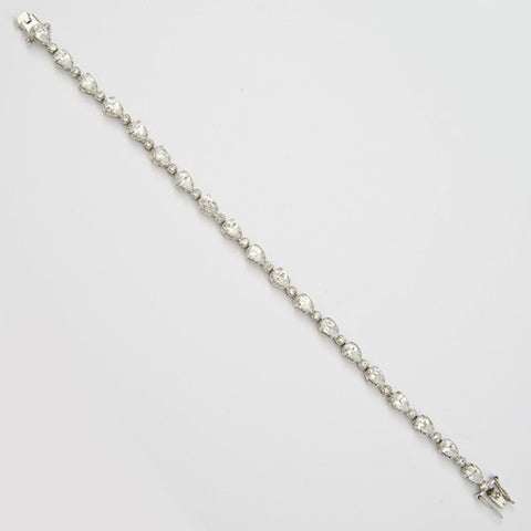 Sterling Silver Rhodium-Plated Clear Cz Bracelet
