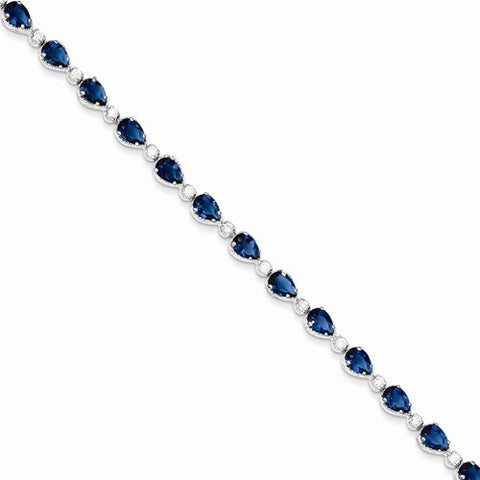 Sterling Silver Blue and Clear Cz Bracelet