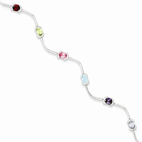 Sterling Silver Multicolored Gemstone Bracelet