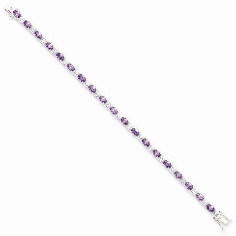 Sterling Silver Purple & Clear Cz Bracelet