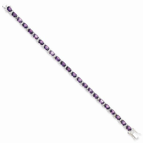Sterling Silver Purple & Clear Cz Bracelet