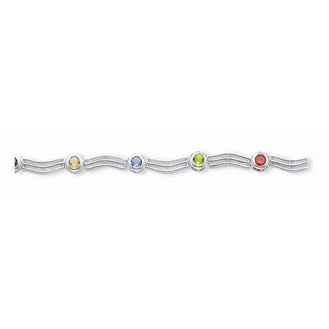 Sterling Silver Polished Fancy Rainbow Cz Bracelet