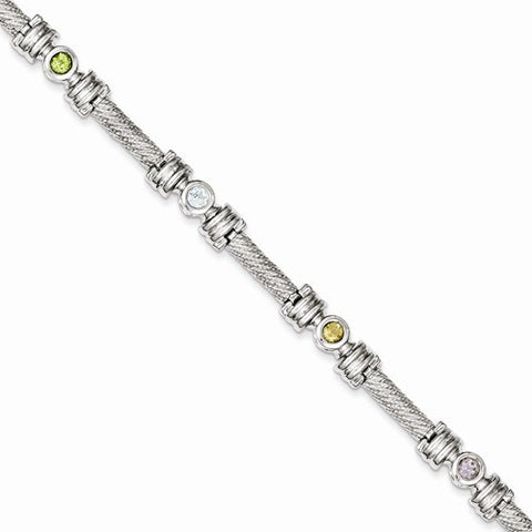 Sterling Silver Multi-Color Semi-Precious Stone Bracelet