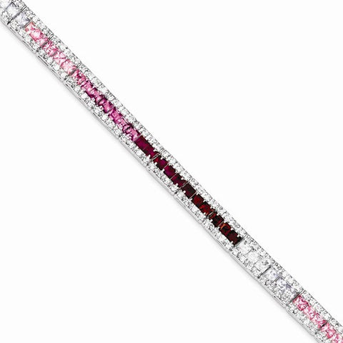 Sterling Silver Rainbow Color Cz Bracelet