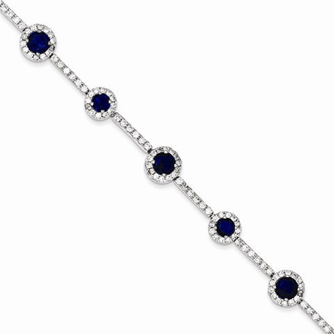 Sterling Silver Blue and Clear Cz Bracelet