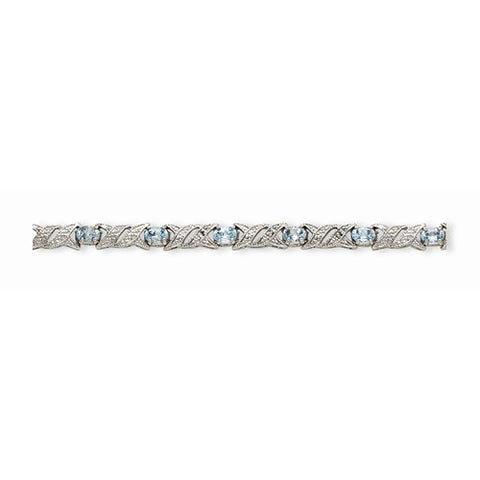 Sterling Silver Blue Topaz and Diamond Bracelet