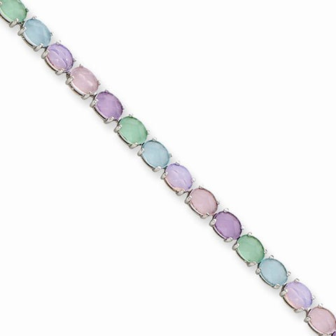 Sterling Silver Multicolored Milkstone Bracelet