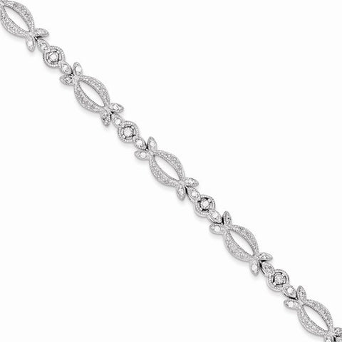 Sterling Silver Cz Bracelet