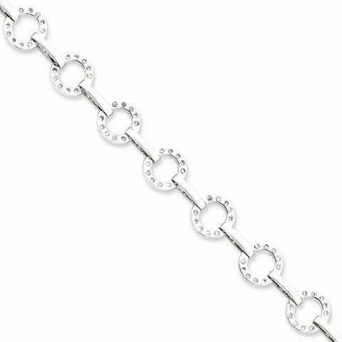 Sterling Silver Circle Cz Bracelet