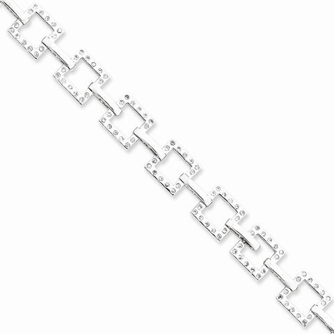 Sterling Silver Square Cz Bracelet