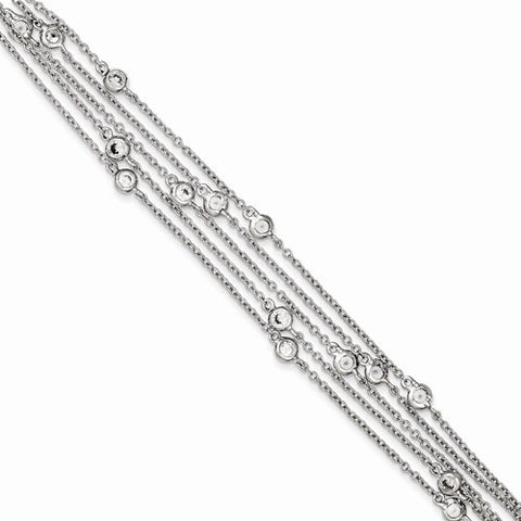 Sterling Silver Multi-Strand Cz Bracelet