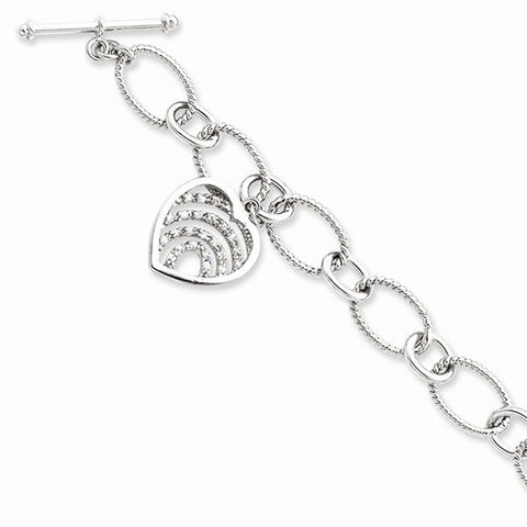 Sterling Silver Cz Heart Bracelet