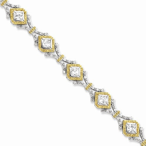 Sterling Silver Vermeil Vintage Style Cz Bracelet