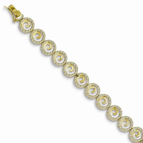 Sterling Silver Vermeil Diamond Accent Circle Bracelet