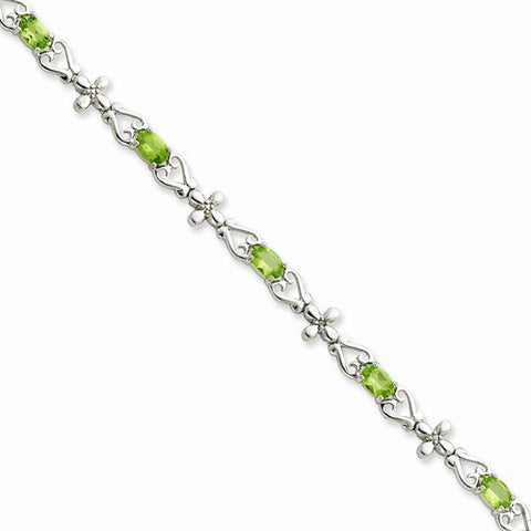 Sterling Silver Peridot & Diamond Bracelet