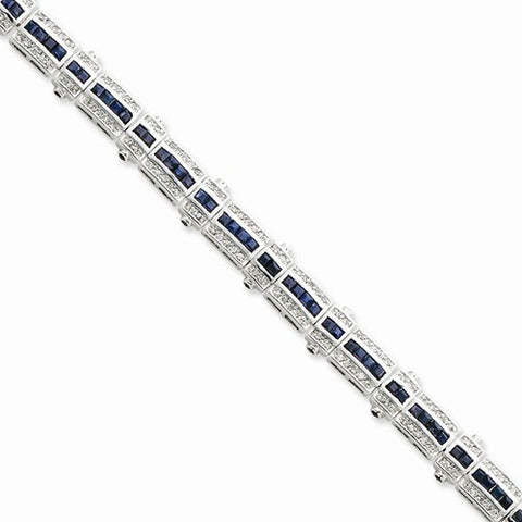 Sterling Silver Sapphire & Cz Bracelet
