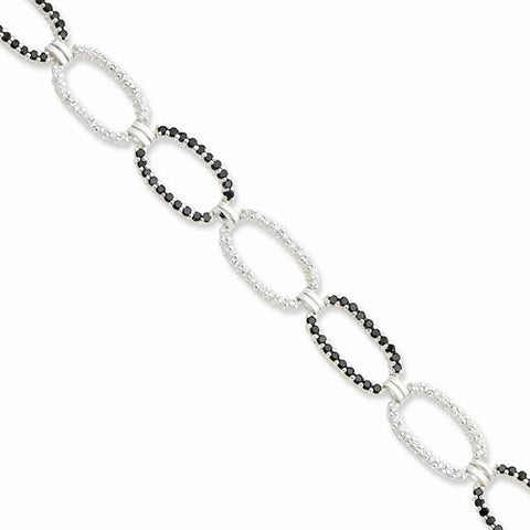 Sterling Silver Black & Clear Cz Bracelet