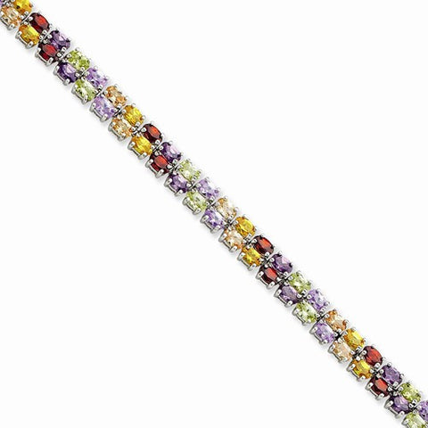 Sterling Silver Multicolored Cz Bracelet