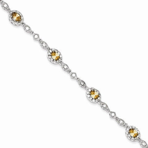 Sterling Silver Champagne Cz Bracelet