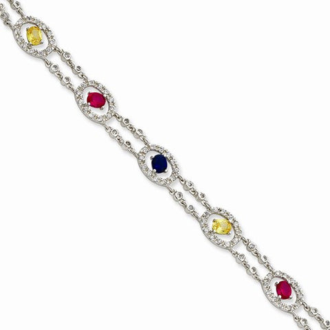 Sterling Silver Multicolor Cz Bracelet