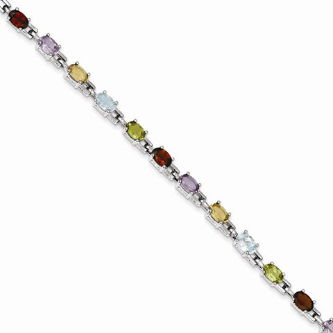 Sterling Silver Rainbow Semi-Precious Bracelet