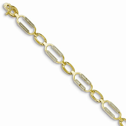 Sterling Silver Vermeil Diamond Accent Oval Bracelet