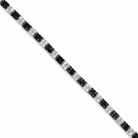 Sterling Silver Black and White Cz Tennis Bracelet