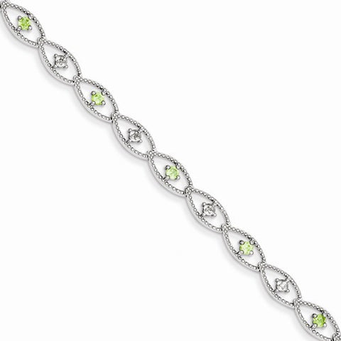 Sterling Silver Peridot Diamond Bracelet