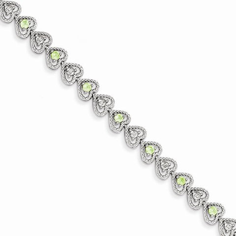 Sterling Silver Peridot Diamond Bracelet