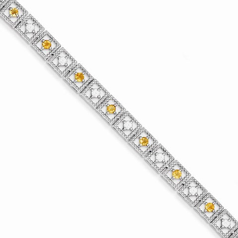 Sterling Silver Citrine Diamond Bracelet