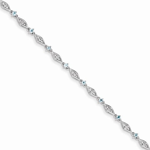 Sterling Silver Blue Topaz Diamond Bracelet