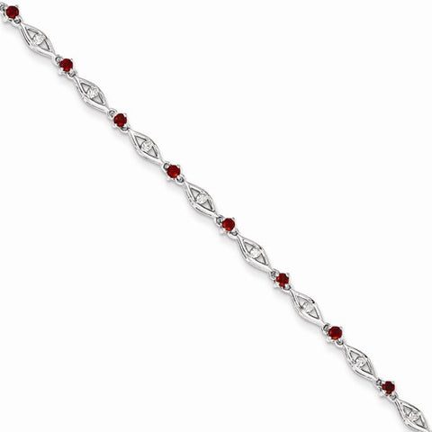 Sterling Silver Garnet Diamond Bracelet
