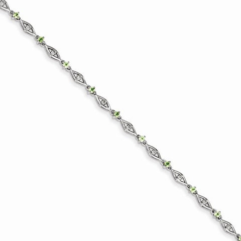 Sterling Silver Peridot Diamond Bracelet